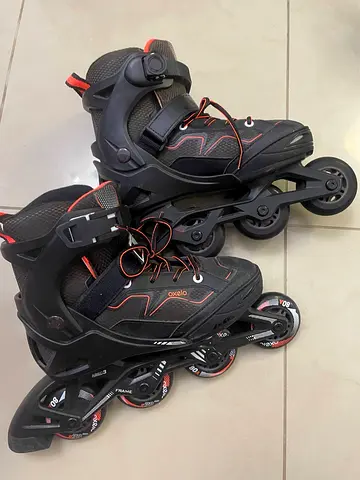 NEW ROLLER BLADES size 38-38.5 ADULT INLINE SKATES HARD SHELL BLACK AND ORANGE