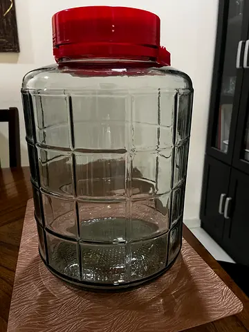 Large Glass Storage Jar with Red Screw Lid - 12L