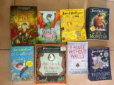 Collection of childrens books: Wings of Fire, David Walliams, Sherlock Holmes puzzles