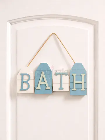 Wooden BATH Hanging Sign - Coastal Bathroom Decor