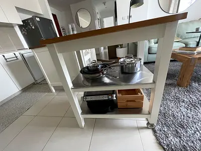 Wooden kitchen island cart with wheels - sturdy and practical
