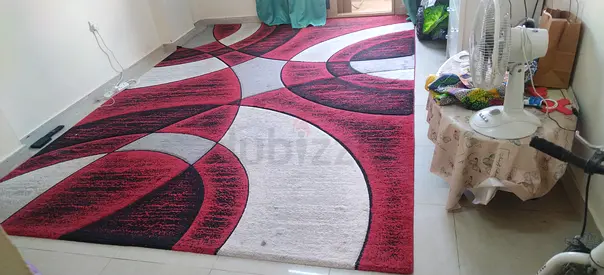 Red and White Modern Area Rug - Good Condition, 3m x 2m (approx.)