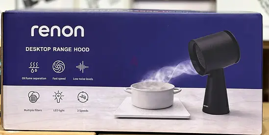 Renon Mini Desktop Range Hood, 24W Compact Smoke Absorber, Multi-Speed Control Compact Countertop