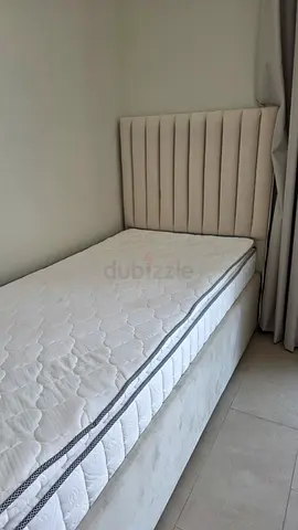 Single bed frame with mattress and upholstered headboard - new condition