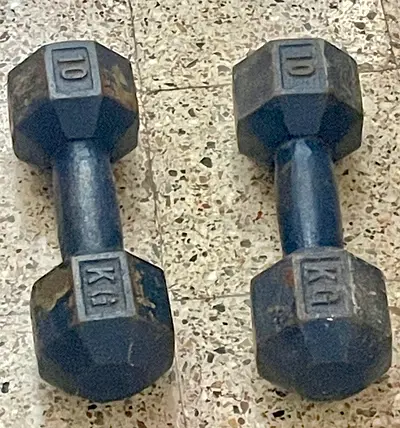 Pair of 10 kg Hex Dumbbells - Used