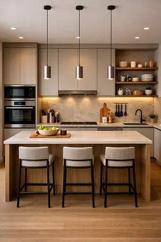 Modern beige kitchen island
