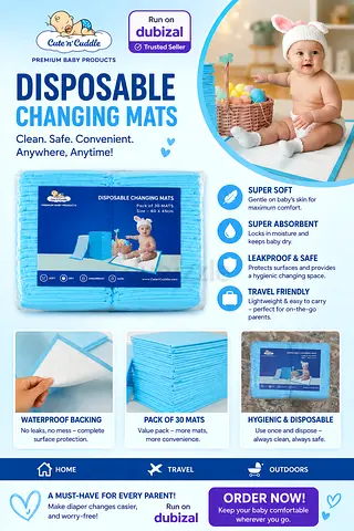 Cute n Cuddle Disposable Changing Mats - Pack of 30