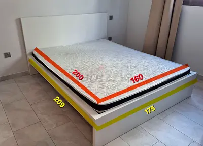 Original: AED 1245, IKEA MALM bed frame with headboard, includes mattress