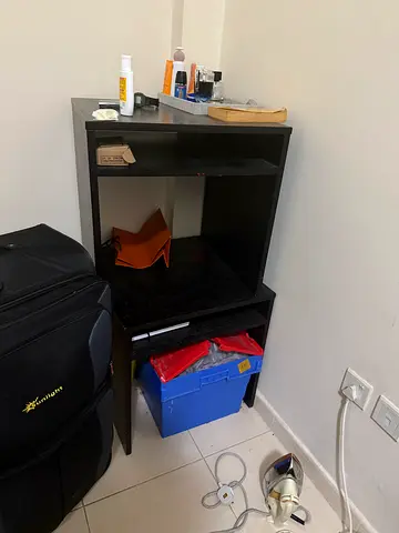 Black Wooden Multi-Compartment Storage Shelf