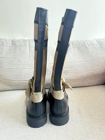 Christian Dior Black platform ankle boots with beige straps - new not used