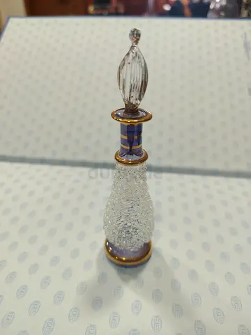 Handmade Small Decorative Glass Perfume Bottle with Gold Accents 12cm