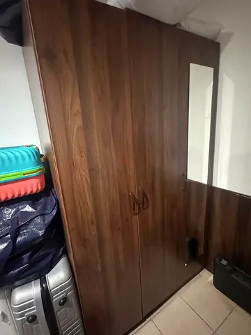 3-door wooden wardrobe with mirror - good condition