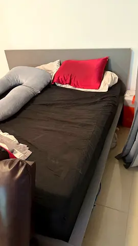 Grey double bed frame with headboard - good condition and free mattress