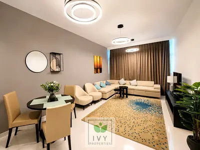 شقة مفروشة بغرفة نوم واحدة | برج 108 JVC | إطلالة على وسط المدينة