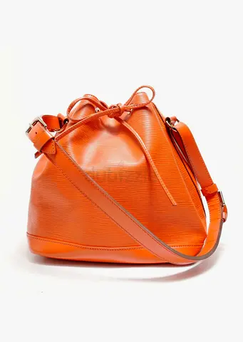 Authentic LOUIS VUITTON 2014 Petit Noe Epi Shoulder Bag Orange