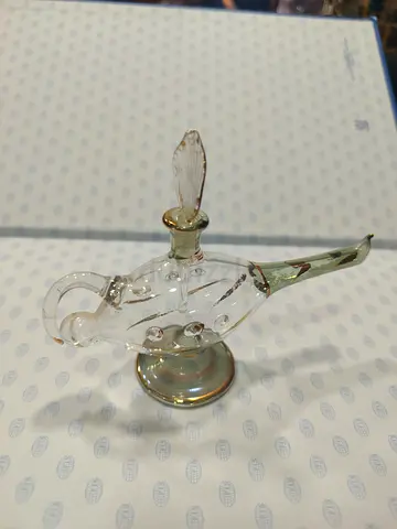 Vintage Handblown Glass Oil Lamp Decorative Collectible 12cm long