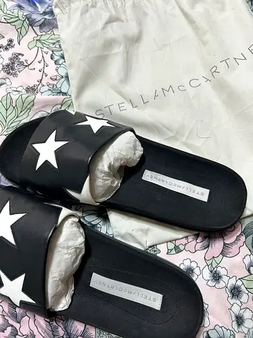 Stella McCartney Black Star Slide Sandals - 41, Good Condition