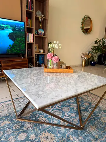 Square Marble Top Coffee Table with Metal Frame from Ebarza