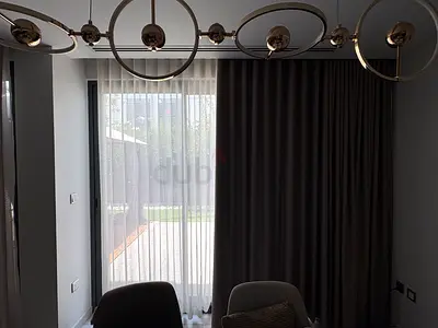 Villanova villa sizing, floor-to-ceiling blackout curtains with sheer liners
