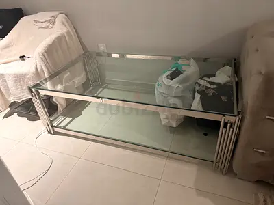 Glass and chrome TV/entertainment unit - 2-tier
