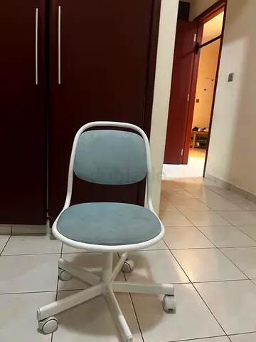 Ikea kids Study chair with light blue fabric seat — good condition