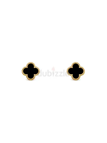 Authentic Van Cleef And Arpels Sweet Alhambra Earstuds Onyx