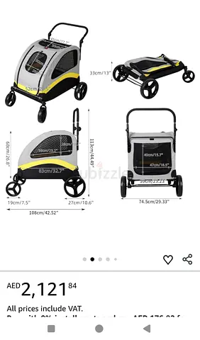 Bingo Paw foldable extra large dog stroller with rain cover included loads up to 45kg