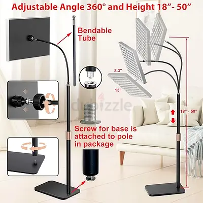 Red Light Therapy Panel With Stand - Infrared Light Therapy Device for Face and Body at Home. 660nm