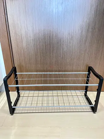 Compact 2-Tier Metal Shoe Rack