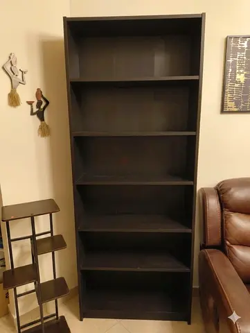 Black 6-Shelf Bookcase / Open Bookshelf - Good Condition