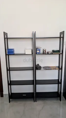 Two Ikea Black wooden Bookshelves - 5-Tier Open Shelving (Pair)