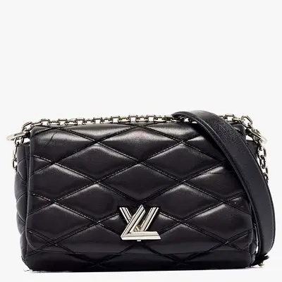 Authentic Louis Vuitton Black Malletage Leather GO-14 PM Bag