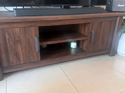 Wooden TV Unit / Entertainment Cabinet - Dark Walnut Finish