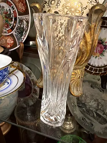 Clear Original Crystal Cut Glass Decorative Vase - Tall Elegant Centerpiece