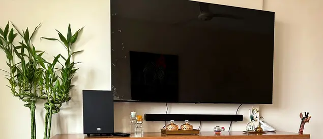 Samsung 65inch Wall-Mounted Flat Panel TV with Soundbar and Subwoofer