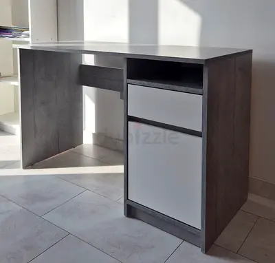 Used compact study desk with drawer and cabinet - grey finish