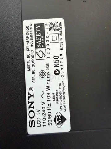 Sony LCD TV - Model KDL-46EX650 (Label shown)