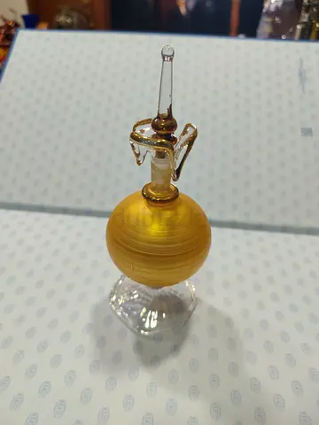 Hand-blown Glass Perfume Bottle with Gold Finish 14cm