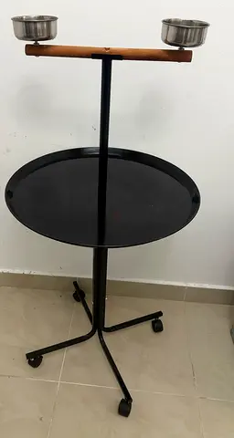 Parrot stand with feeding bowls