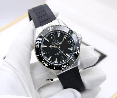 Omega Seamaster Planet Ocean Automatic Mens Watch - Black Dial, Rubber Strap