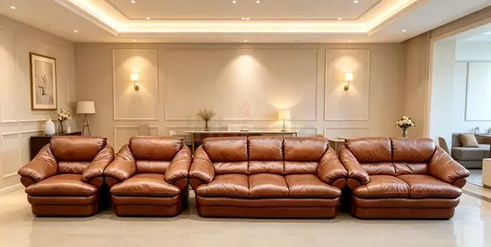 Sofa Leather Brown 7 Seater