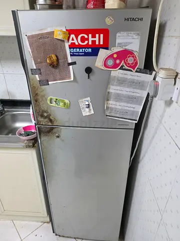 Used Hitachi Double Door Refrigerator - Needs Cleaning, Working