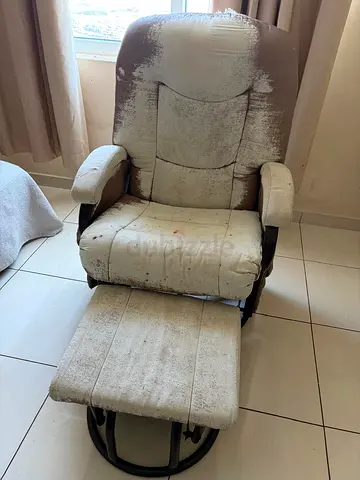 Used reclining lounge chair with ottoman - needs reupholstery