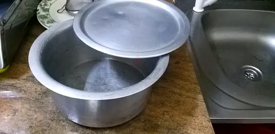Stainless Steel Cooking Pot with Lid - Used small size