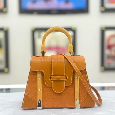 Goyard Brown Leather Structured Top-Handle Handbag with Shoulder Strap