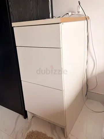 White 3-Drawer Bedroom Dresser / Nightstand - Good Condition