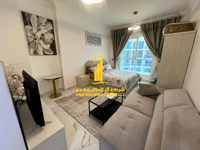 فرصة ذهبية أفخم استوديو مفروش بالكامل للإيجار الشهري في ابراج الواحة الراشيدية 1 – عجمان ✨