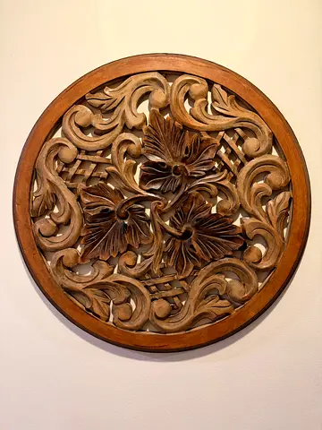 Hand-carved Round Wooden Wall Panel — Decorative Home Accent