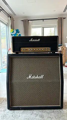 Marshall guitar amp head with matching 4x12 cabinet - good working condition