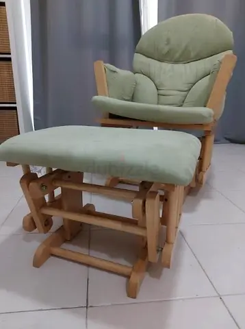 Comfortable Wooden Glider Rocking Chair with Matching Ottoman
